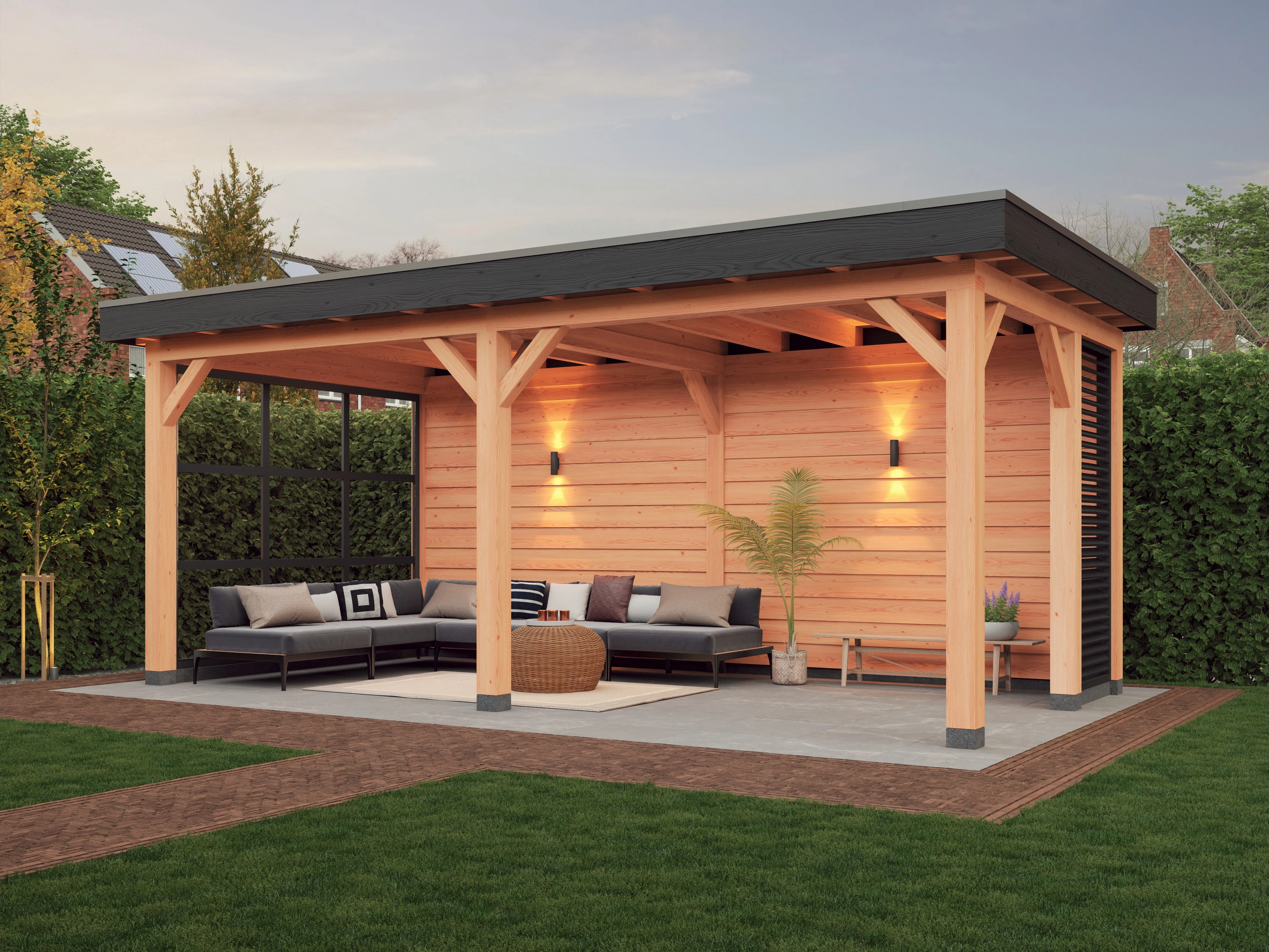 Douglas overkapping, 600 x 300, met achterwand, Westwood Holland - Afbeelding 12